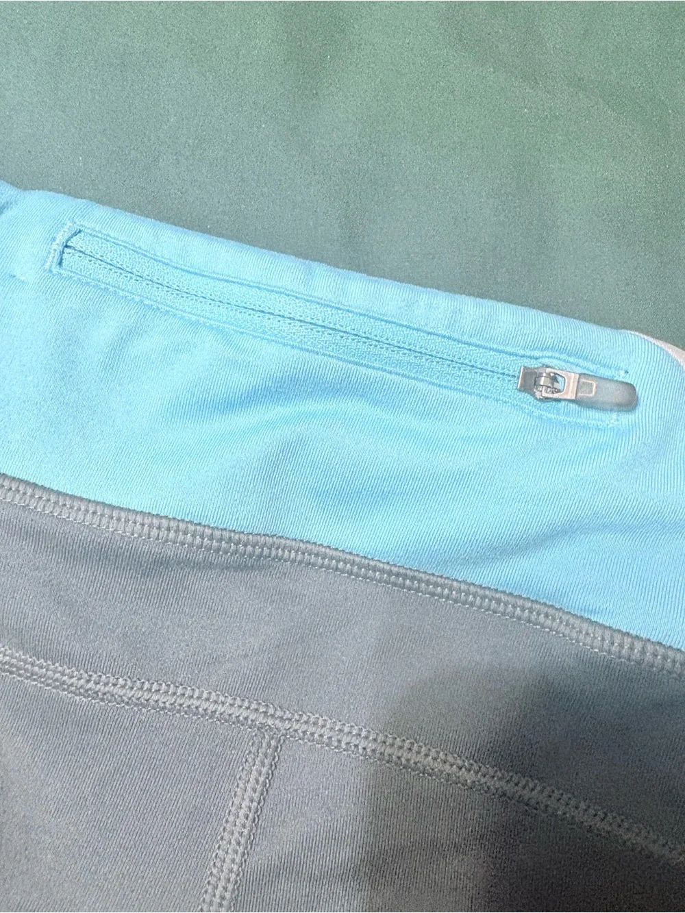 Nike Women's Grey Athletic Spandex Shorts Gray /Light Blue Waistband Dri-Fit